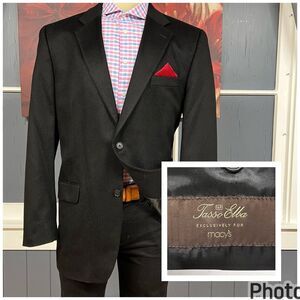 Tasso Elba‎ Cashmere Jacket Sport Coat Mens 42L Long Black Blazer